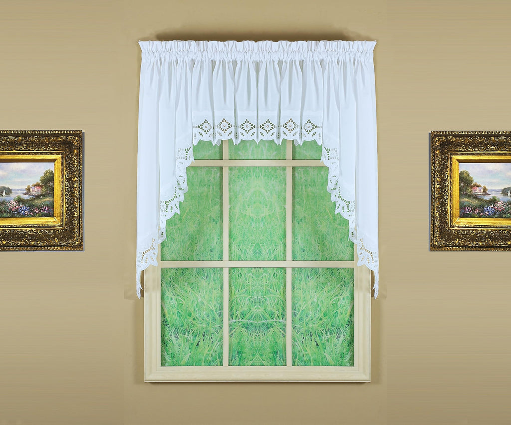 Heirloom Battenberg Eyelet Swag 38", White, 58" W x 38" L