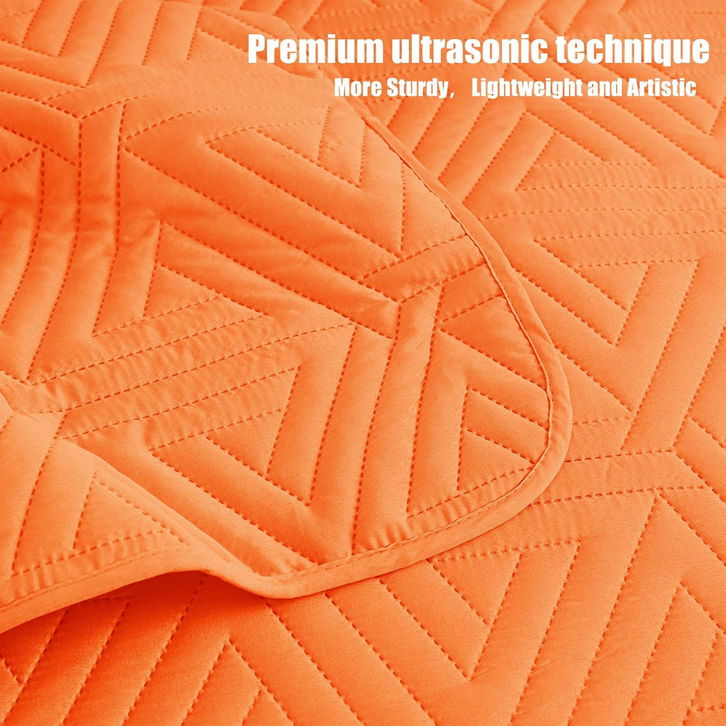 Soft Quilt Set for All Seasons, 3-Piece Ultrasonic Geometric Quilts Bedding Set, Lightweight Reversible