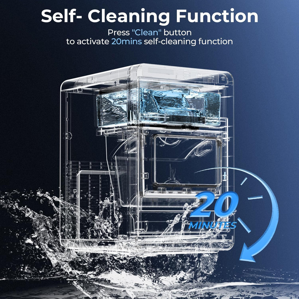Nugget Ice Maker Countertop - 44LB/Day, Self-Cleaning Portable Ice Machine with LED Display, 10-15 Minute Fast Ice
