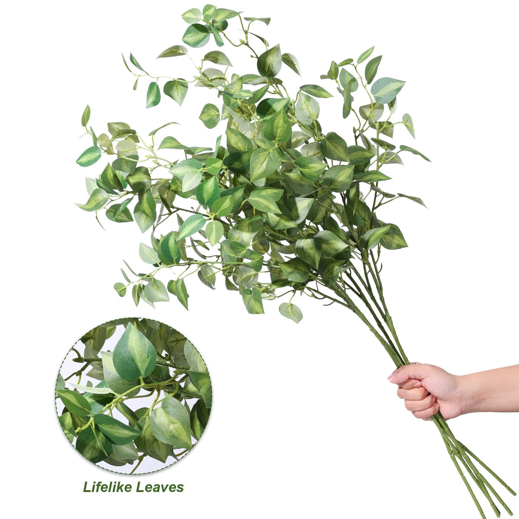 5PCS Artificial Eucalyptus Leaves Stem Plants for Spring Decor, 32.7 inch Fake Leaves Greenery Branches Green Shrubs