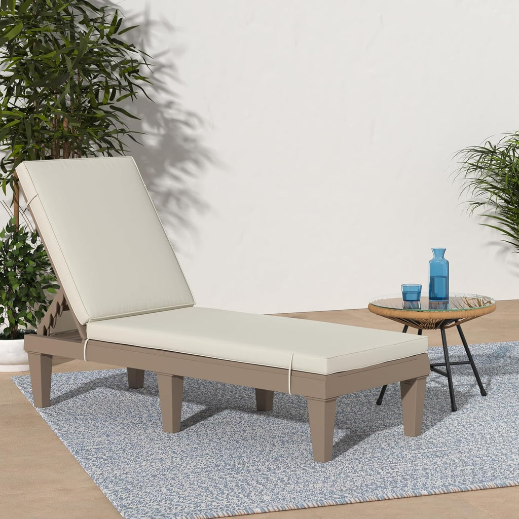 Best Choice Products Outdoor Lounge Chair, Resin Patio Chaise Lounger for Poolside, Backyard, Porch w/Seat Cushion
