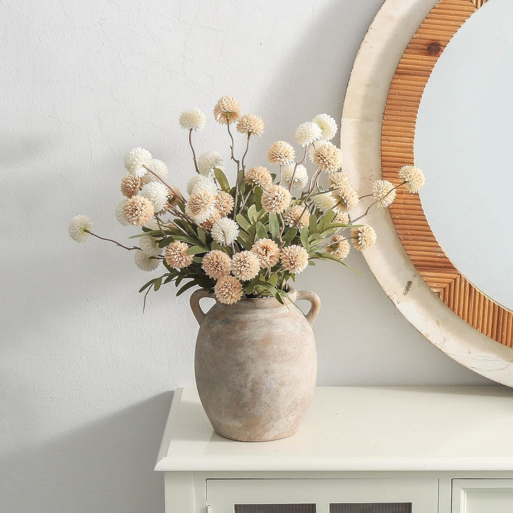 Ceramic Flower Vase 7.6 inch Farmhouse Rustic Vase Decorative Pottery Terracotta Vases