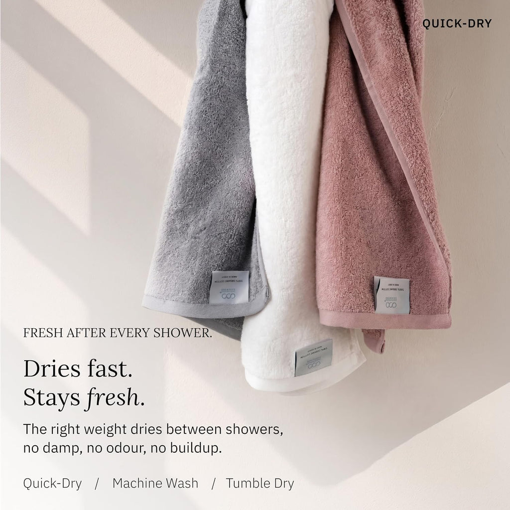 Organic Cotton Luxury Bath Towel Set, Light Beige | 100% Organic Turkish Cotton, 6-Pc Set: 2 Bath, 2 Hand Towels, 2