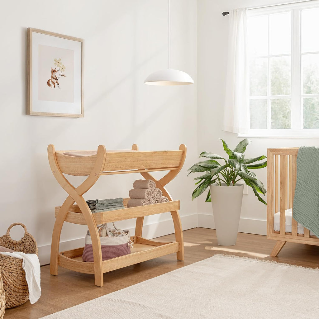 Baby Changing Table - Baby Change Table, Natural Wood