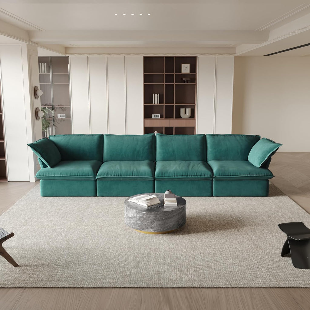 Modular Sectional Couches for Living Room, 162" Deep 4 Seats Sectional Sofa, Cushion Covers Removable, Two Corners and Two Middle, Sofas Furniture for Living Room, Green A124-B0F1CFXVB7