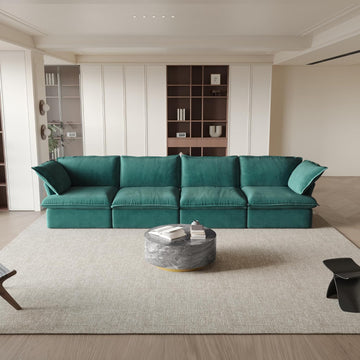 Modular Sectional Couches for Living Room, 162" Deep 4 Seats Sectional Sofa, Cushion Covers Removable, Two Corners and Two Middle, Sofas Furniture for Living Room, Green