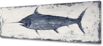 Nautical Canvas Wall Art Animal Pictures Hand Painted Swordfish Paintings Ancient Ocean Seascape Coatal Artwork