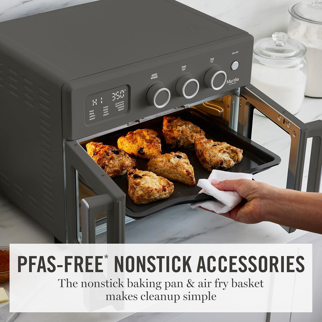 French Door Air Fryer Toaster Oven Combo, 34QT Countertop Convection, 12-in-1, Bake, Broil, Roast, Fits 12” Pizza