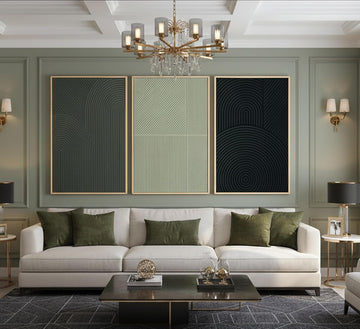 Framed-Large 3D Texture Wall Art Set of 3,UV Printing Neutral Line Canvas Prints,Minimalist Abstract Geometric
