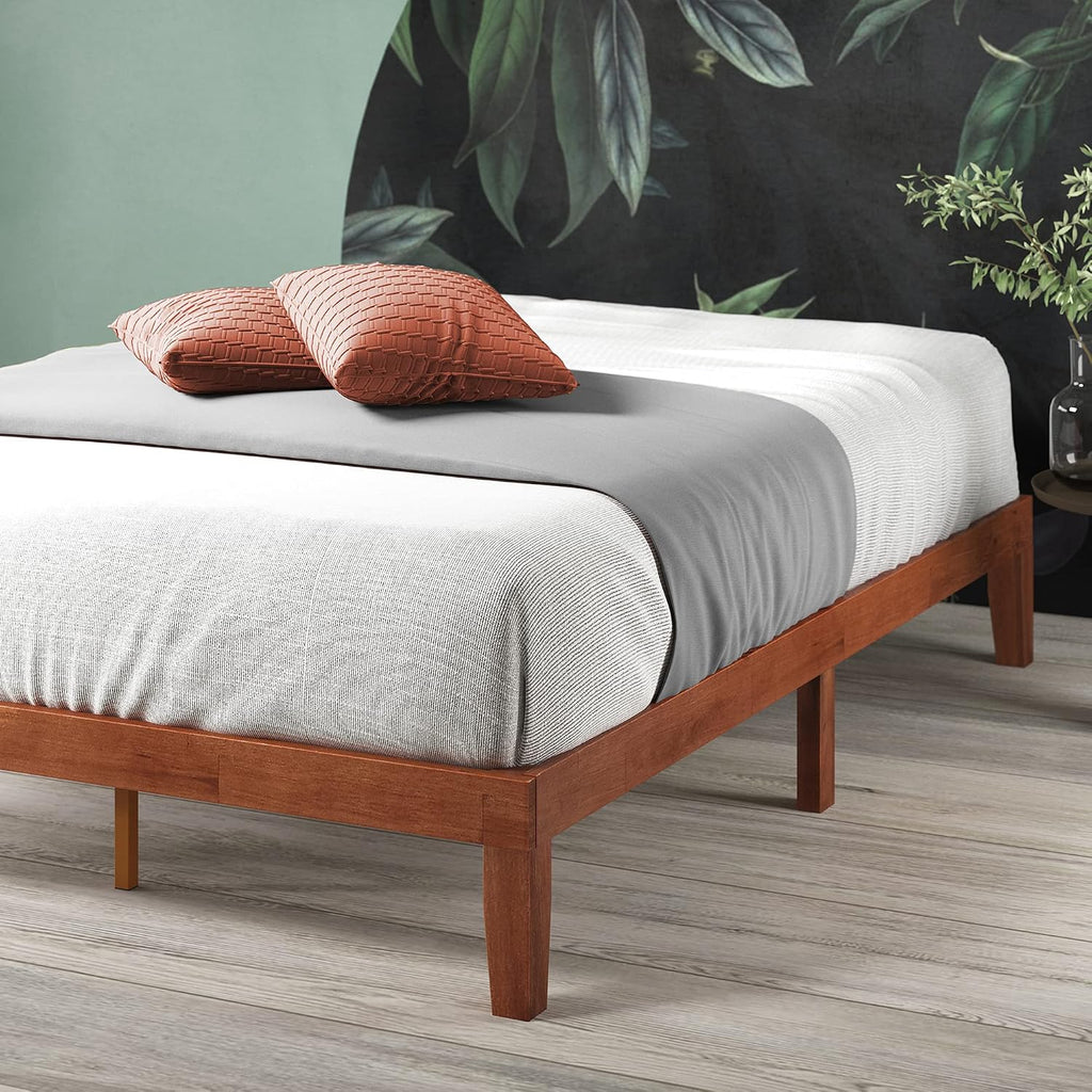 Wen Wood Platform Bed Frame/Solid Wood Foundation/Wood Slat Support/No Box Spring Needed/Easy Assembly, Queen