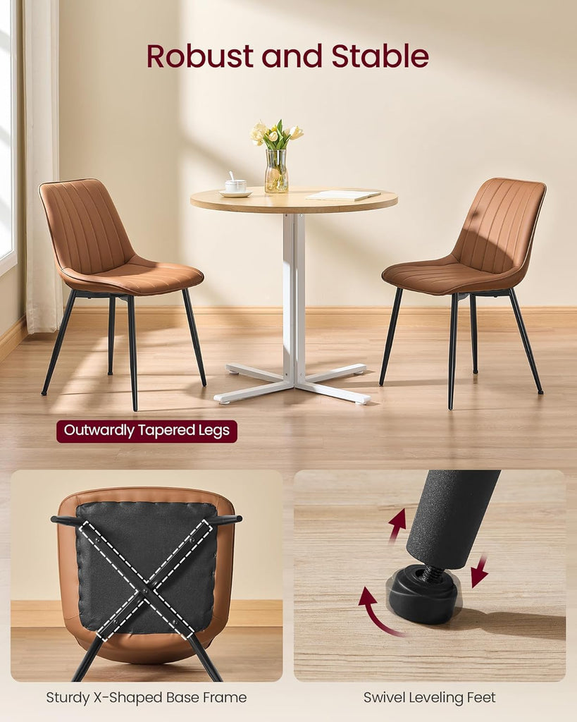 Dining Chairs Set of 4, Upholstered Kitchen Chairs, Synthetic Leather, Max. Load 264 lb, Steel Legs, Curved Backrest