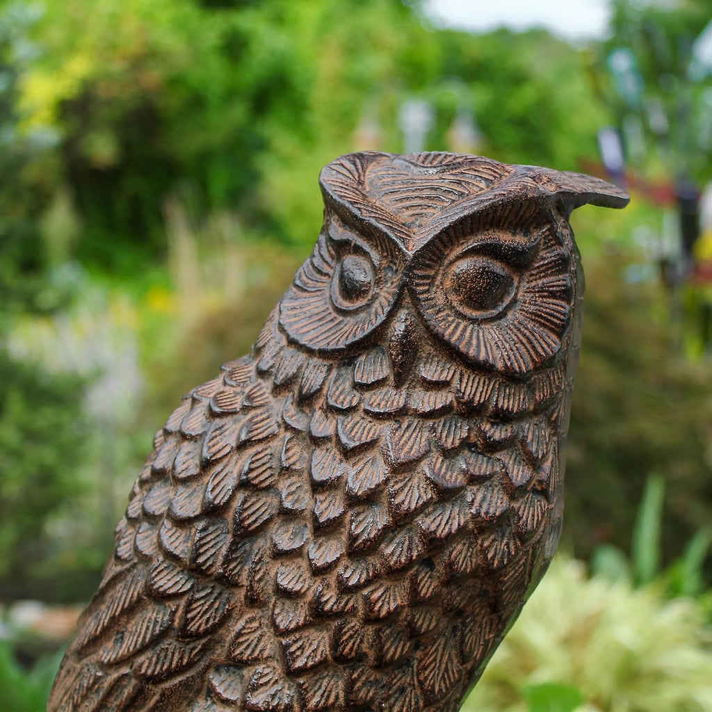 Great Horned Owl Garden Statue, Bronze