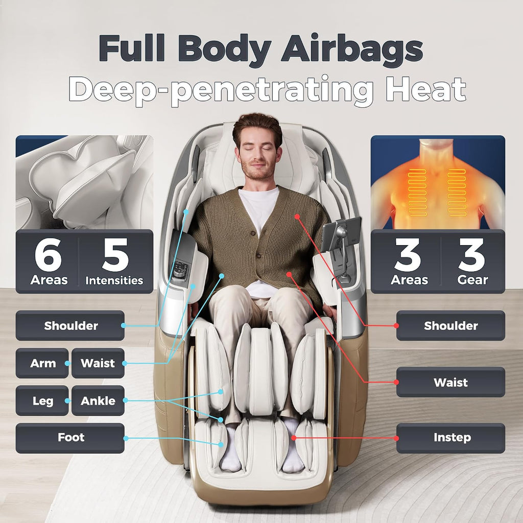 P03 4D Massage Chair Full Body, Zero Gravity Massage Chair Recliner with 55" SL Track, 30 Auto Programs, Airbag Mode
