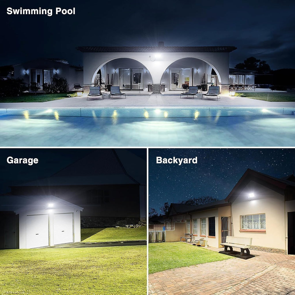 200W Flood Lights Outdoor,19000lm Bright LED Work Light with Plug,Daylight White LED Flood Lighting,IP66 Waterproof