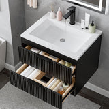 24" Modern Floating Bathroom Vanity with Sink - Wall Mounted Cabinet with Double Drawers