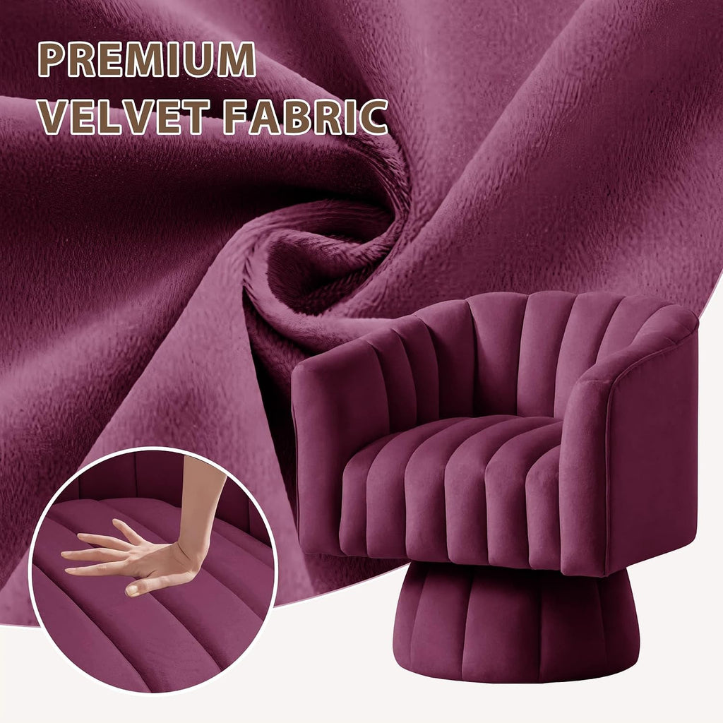 Swivel Accent Chair,360°Swivel Barrel Chairs, Mid-Century Chair with Wide Upholstered, Modern Velvet Fabric, Round