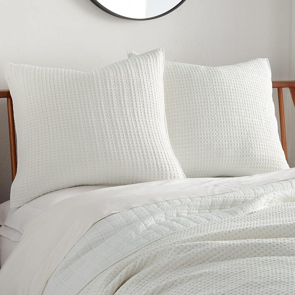 Mills Waffle - Euro Sham (Set of Two) - Cream - Sham Size (26x26in.), No Insert