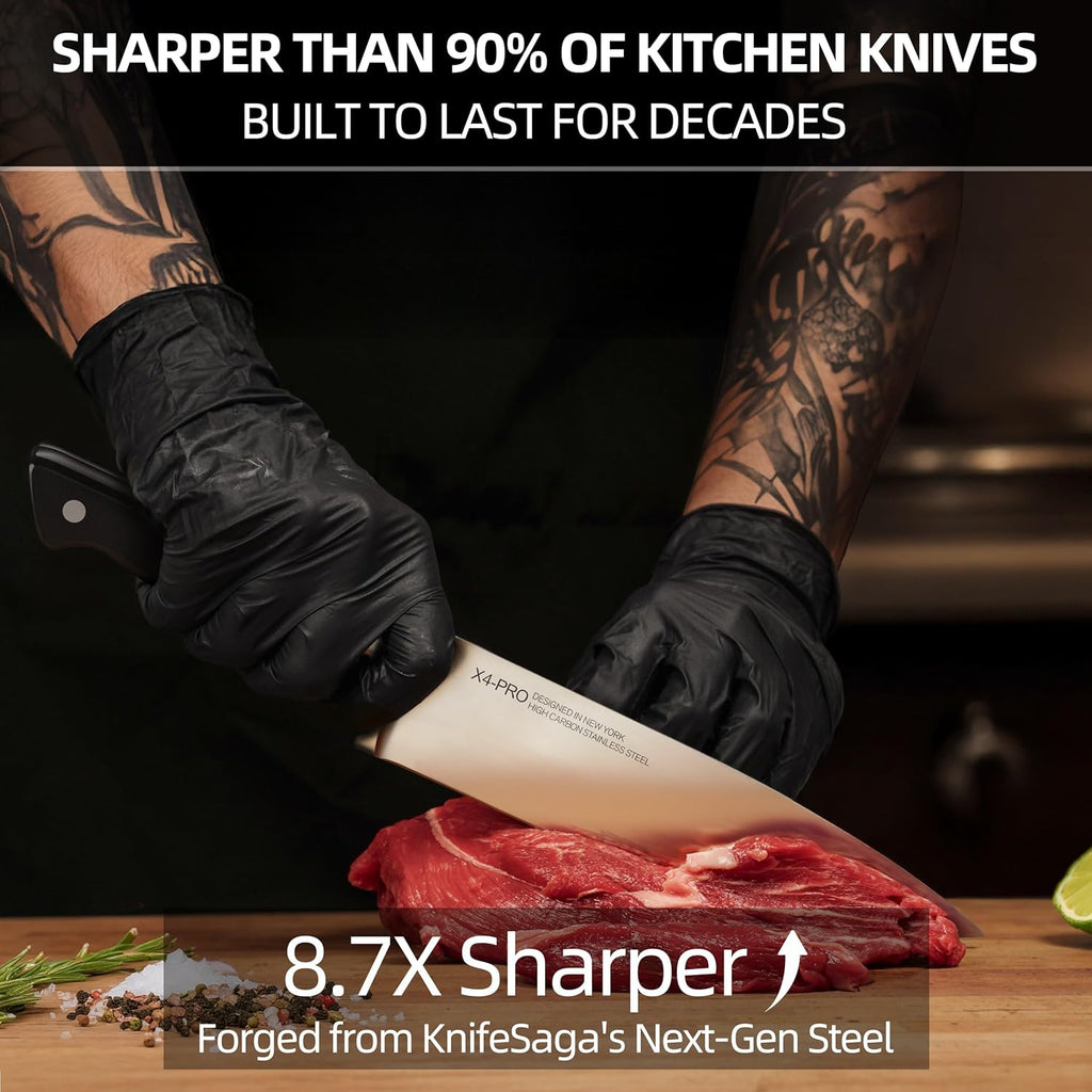 Japanese Knife Set with Sharpener, Premuim, Razor Sharp, 15 Pcs | Innovative Steel, High Carbon Stainless, Enduring