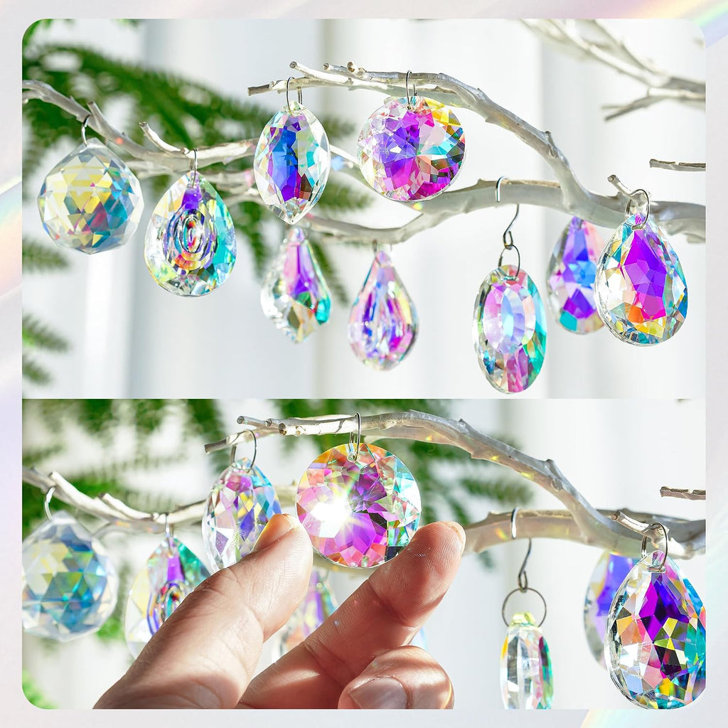 10 Pcs Colorful Crystal Suncatcher Prisms Chandelier Crystals Replacement - Crystal Suncatchers for Lamp Windows