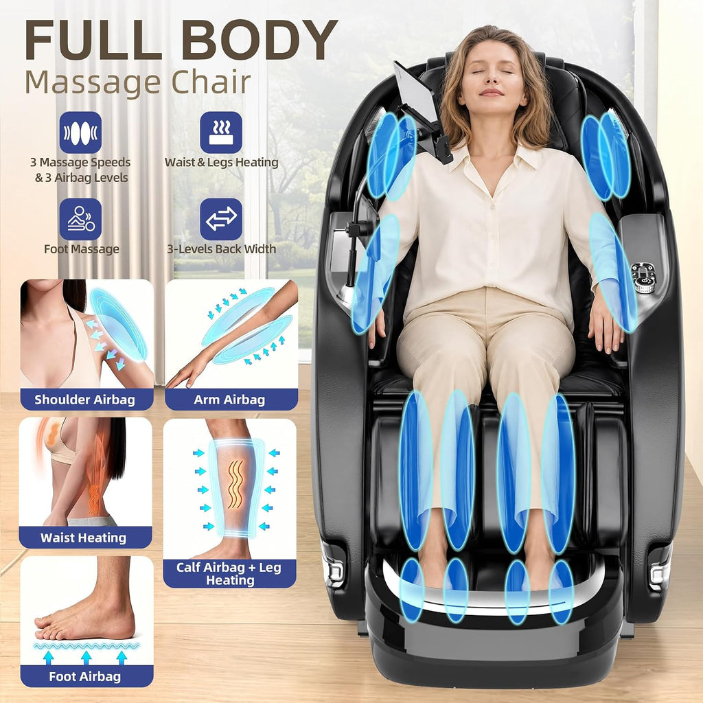 Massage Chair Full Body, 2026 Zero Gravity SL-Track Shiatsu Massage Chair Recliner with 12 Auto Modes, Thai Yoga