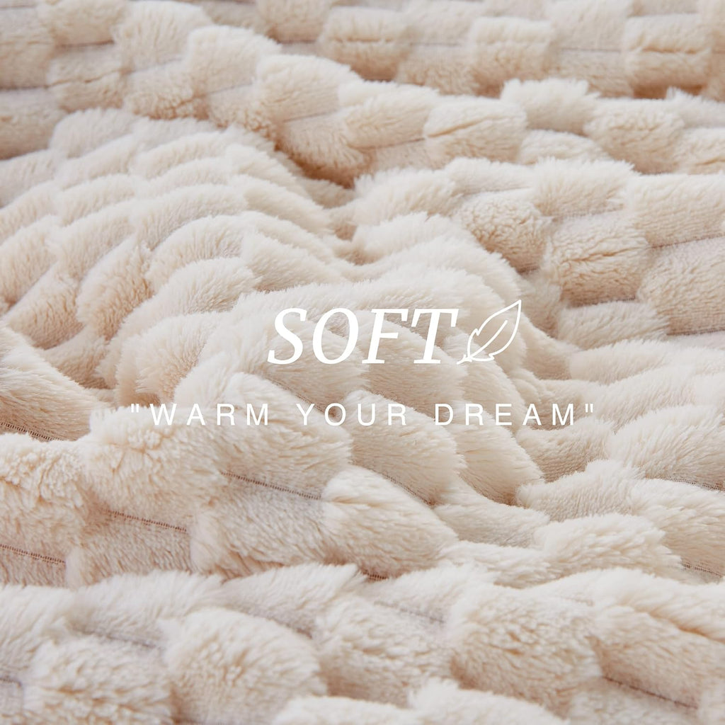 Fleece Throw Blanket,Beige)