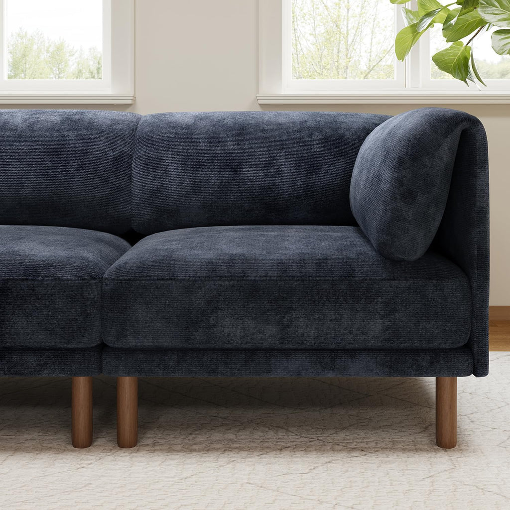 Modular Sectional Sofa,4 Seater L-Shaped Mid Century Modern Couch, Deep Seat Modular Couch, Chenille Comfy Solid Wood