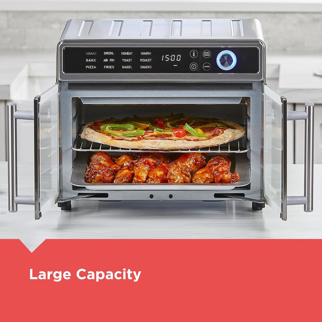 Crisp 'N Bake Air Fryer Toaster Oven Combo, 12 in 1 Countertop Convection Oven Cooks Food Fast, Fits a Whole Pizza or