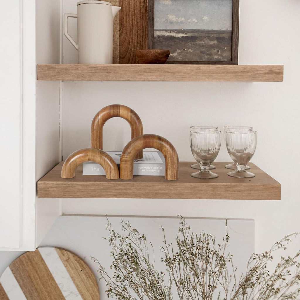 3 Pcs Wood Shelf Decor Aesthetic, Modern Aesthetic Home Decor Accent, Decorative Object for Coffee Table, Book Shelf