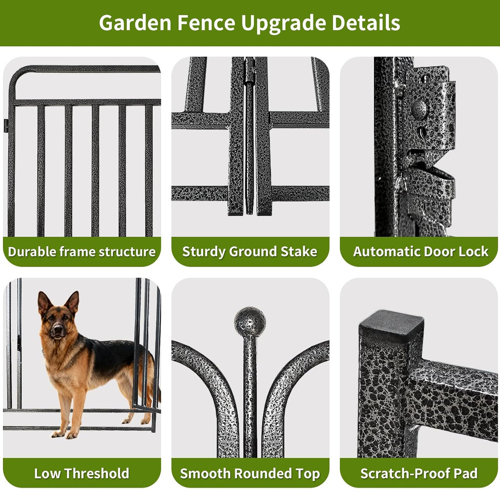 Heavy Duty Garden Fence Animal Barrier, 32" H x 27" L Rust Resistant Dog Fence Outdoor for Yard,Portable Animal