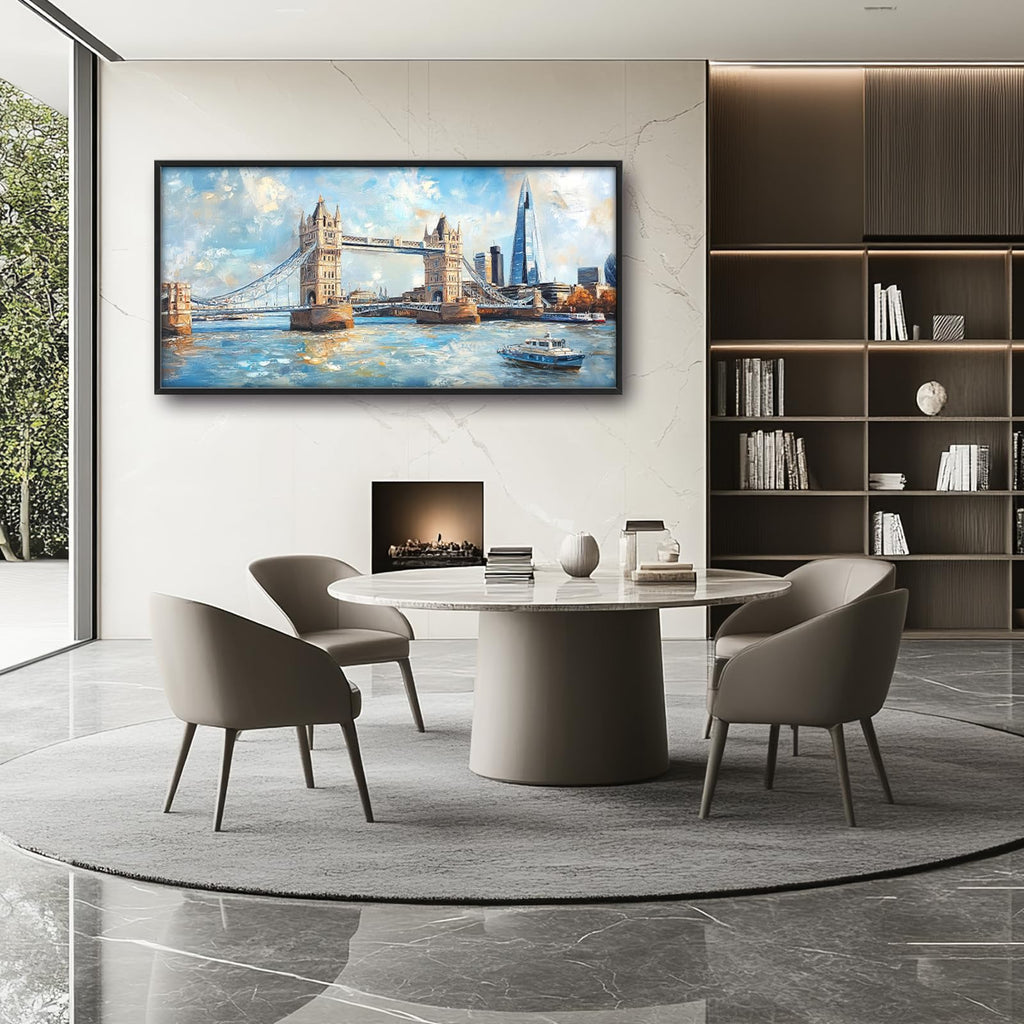 Large Framed London Tower Bridge Wall Decor Canvas Print 60" L x 30" W