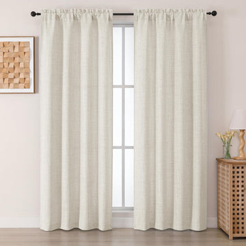 Natural Curtains 72 Inch Length 2 Panels Set, Light Filtering Faux Linen Slub Textured Curtains, Neutral Soft Airy