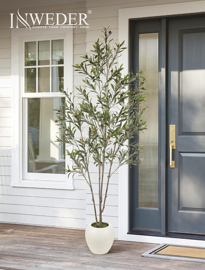 Olive Tree 7 ft with Large Pot: Tall Artificial Indoor Plants
