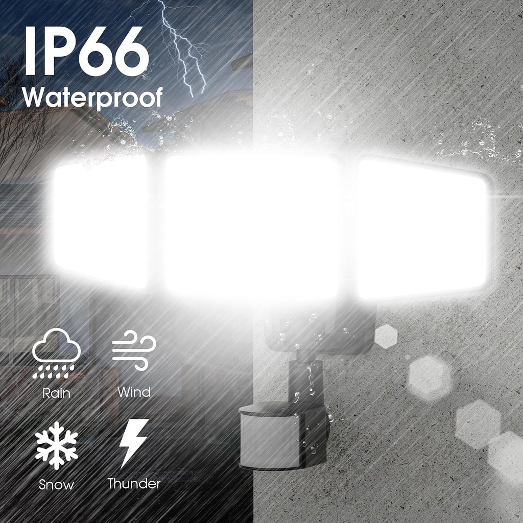 120W LED Flood Lights Outdoor with Motion Sensor, 12000LM 4500K Daylight, IP66 Waterproof Dusk to Dawn Outdoor