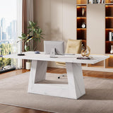Modern Computer Desk, 63-Inch Large Office Desk Workstation, Simple Style Executive Desk Study Table with Sturdy Base