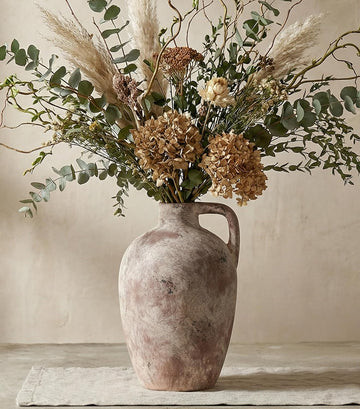 Ceramic Flower Vase with Handles,10" Neutral Tall Clay Terracotta Vases Farmhouse Table Vases with Handle Living Room
