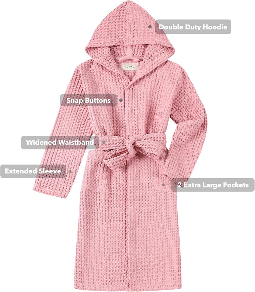 Luxury Organic Japanese Cotton Hotel & Spa Waffle Bathrobe for Men and Women (Hooded/Kimono)