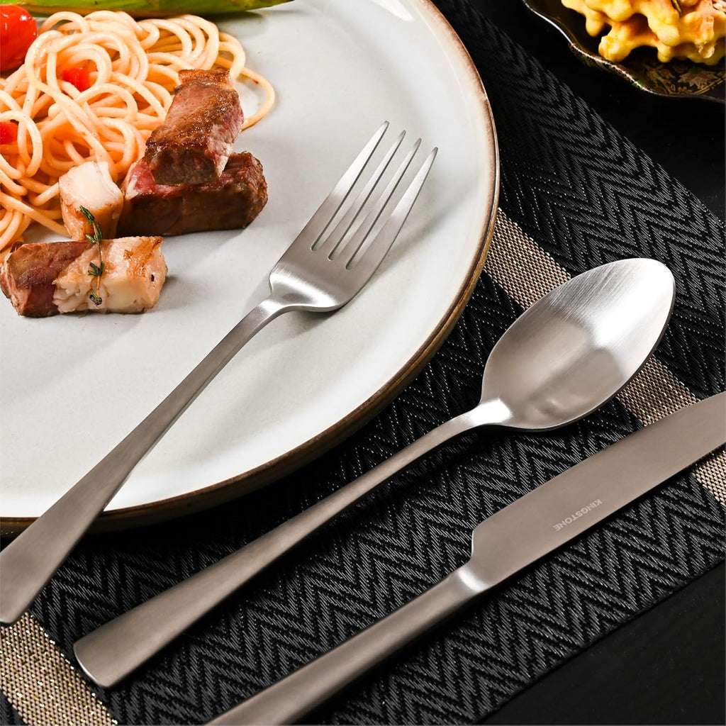 Silverware Set for 8, 40-Piece 18/10 Stainless Steel Flatware Set,Forged Cutlery Set Matte Satin Finish, Dishwasher Safe