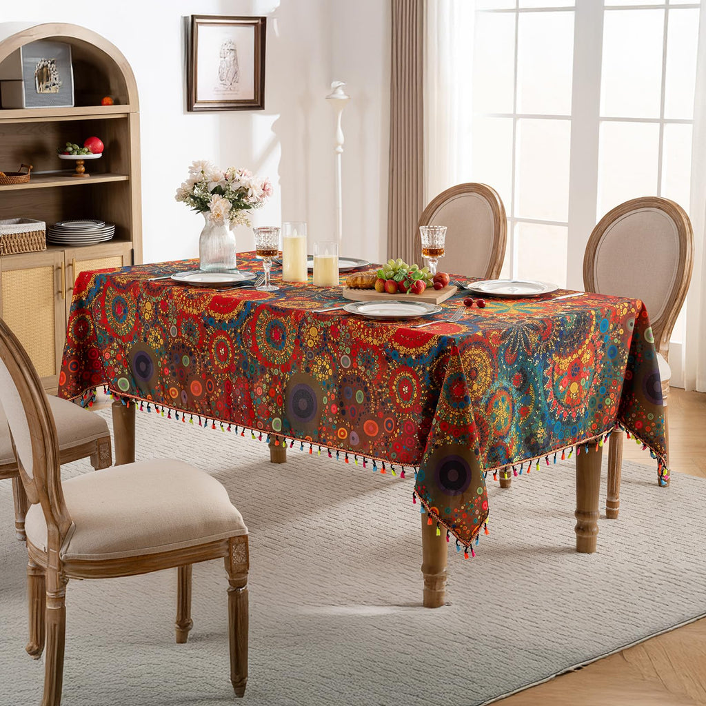 Bohemian Geometric Waterproof Rectangle Table Cloth 60x102inch