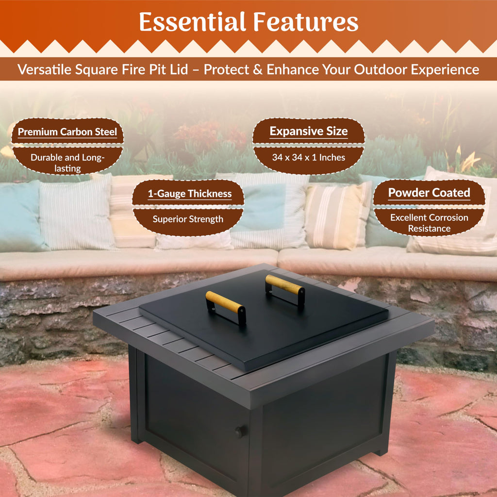34 inch Square Fire Pit Lid Fit for 32" Fire Ring
