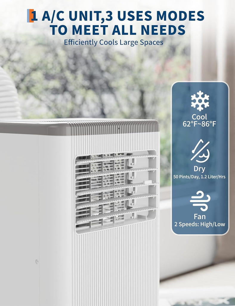 Portable Air Conditioner, 8000 BTU Air Conditionerwith 3 in