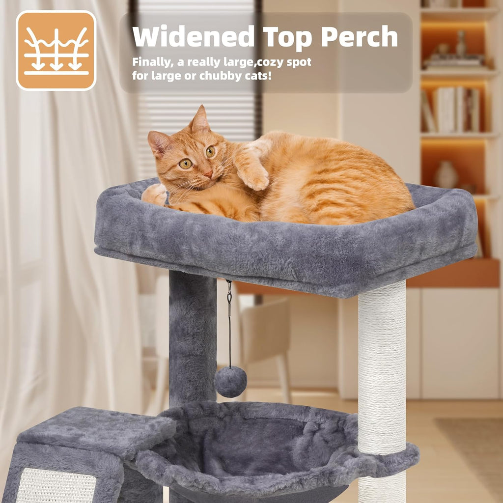 Cat Tree with Cat Scratching Post for Indoor Cats, Cat Tower with Scratching Board and Playful Toy Balls