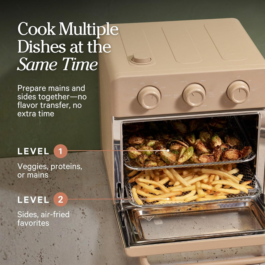 Wonder Oven | 6-in-1 Stainless Steel Air Fryer Toaster Oven Combo with Basket, Rack, Pan & Tray | Compact 13 QT