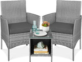 Best Choice Products 3-Piece Outdoor Wicker Conversation Bistro Set