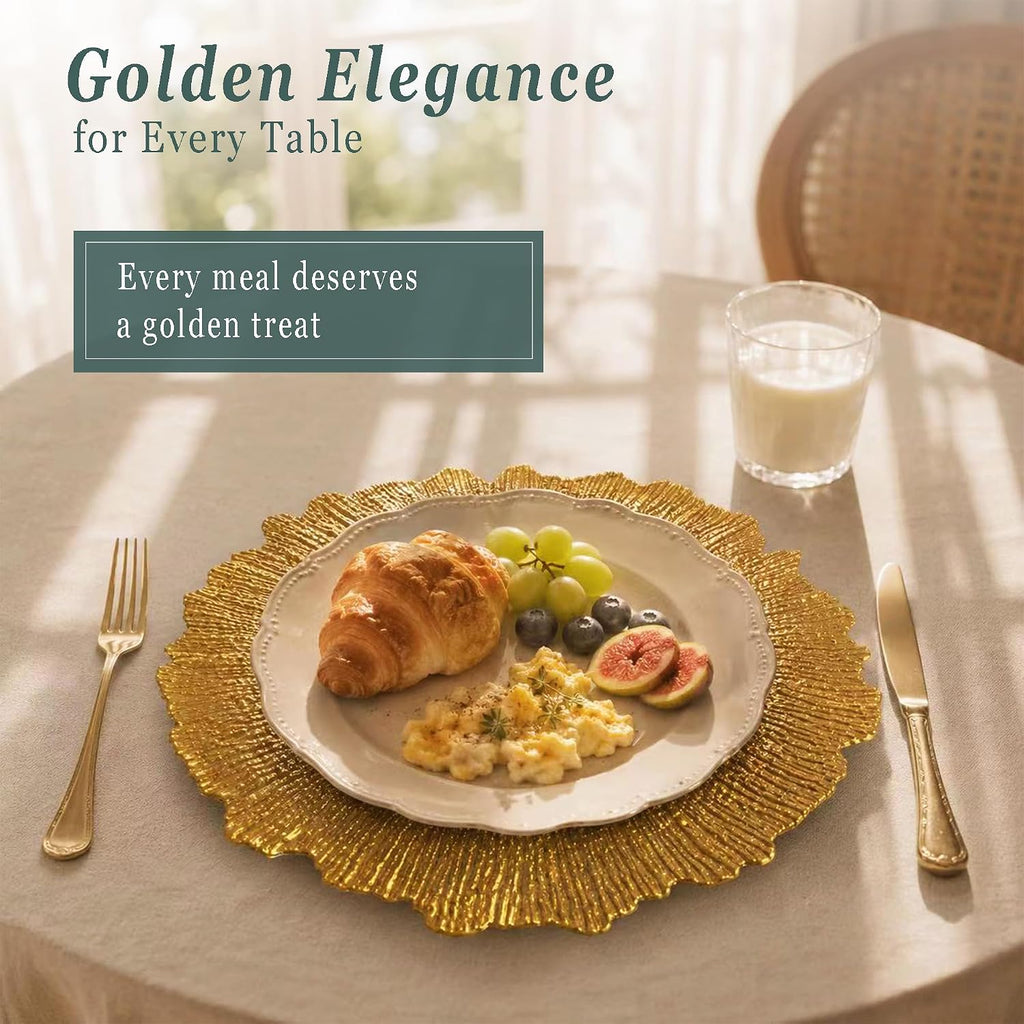 Gold Charger Plates, 13" Gold Chargers for Dinner plates - Set of 15