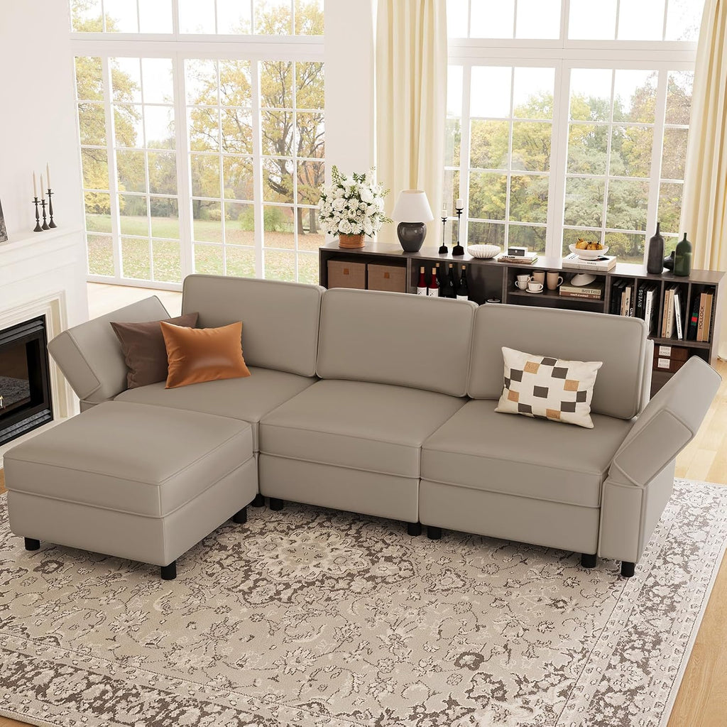 Modular Sectional Sofa L Shaped Couch with Reversible Chaises Deep Sectional Couch with Storage Ottoman Seat ,Velvet