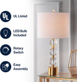 25.25" Clear and Brass Gold Crystal Table Lamp