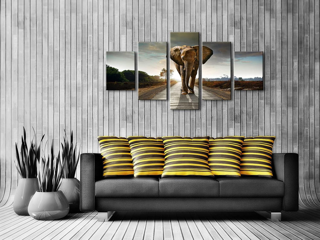 5 Panels Elephant Pictures Paintings on Canvas Prints Wall Art Bedroom Home Decorations Modern Stretched