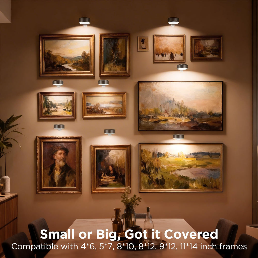 Picture Lights for Wall, Rechargeable Wireless Poster Lights, Black