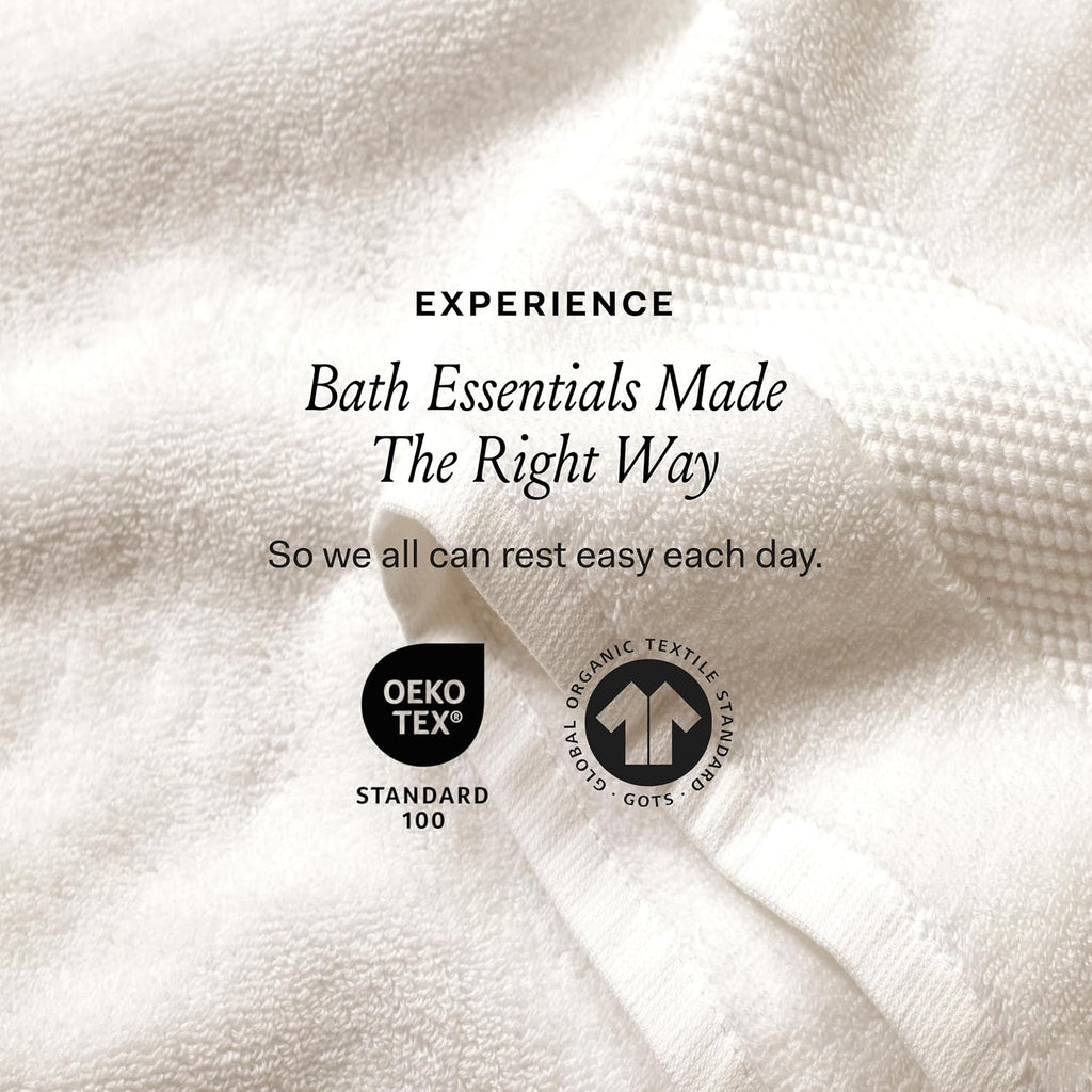 Plush Bath Sheet Set, 6 Pieces, Mineral | 2 Oversized Bath Sheets, 2 Hand Towels & 2 Washcloths - 100% Organic Cotton
