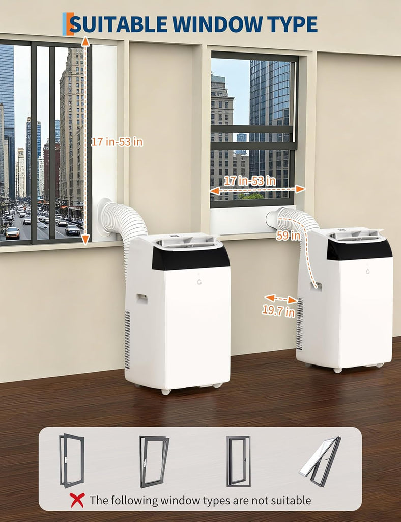 14000 BTU Portable Air Conditioner with Follow Me Function, 3-in-1 AC Includes Remote & Full Window Kit
